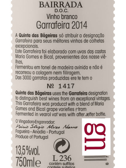 Quinta das Bágeiras Garrafeira Blanco 2014